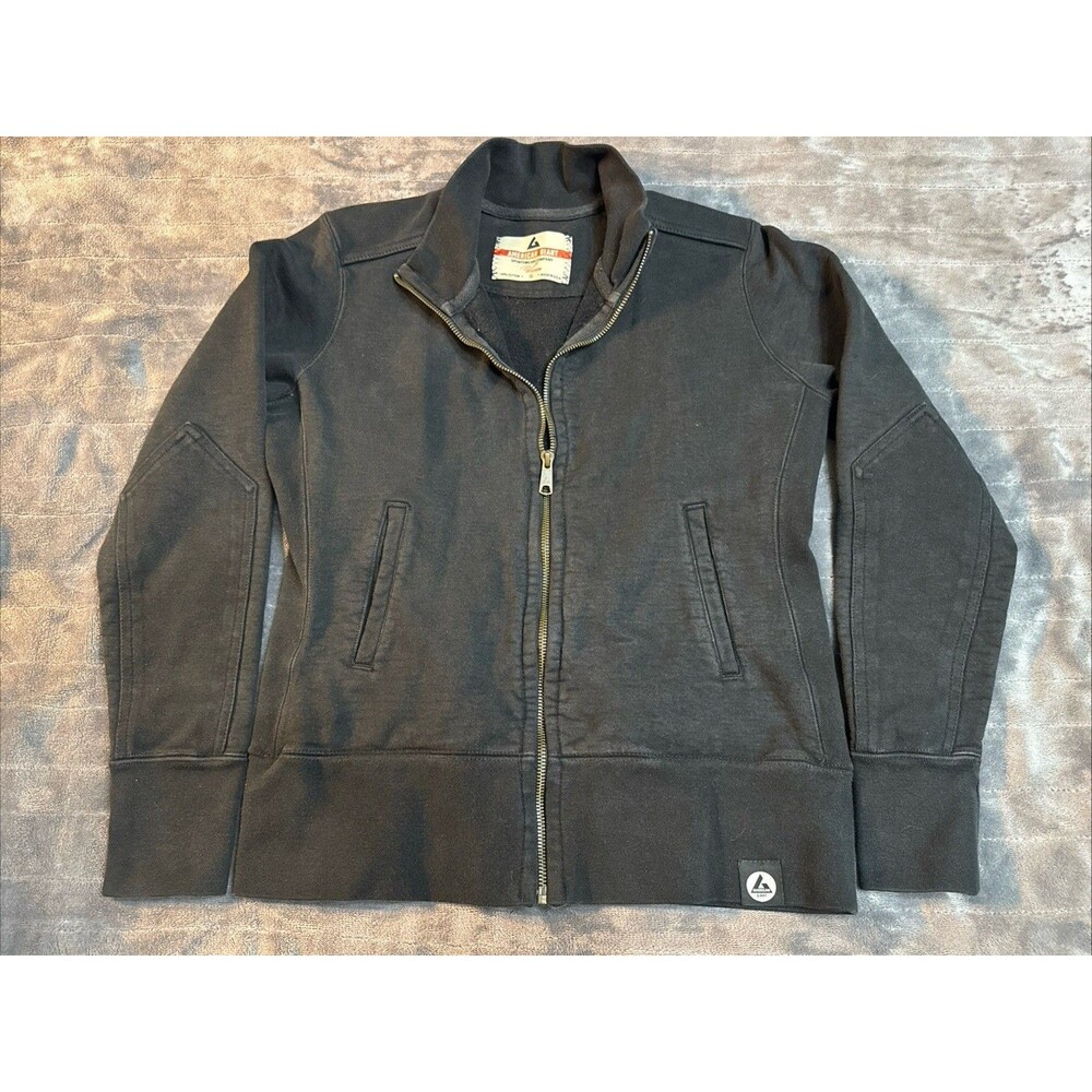 American Giant Women's Moto Full Zip Size Small Jacket Sweatshirt Black